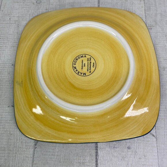 Maxam Sonoma Tuscan TUSCANY Olive Green Center Square Ceramic Salad Plates Set 6 - Picture 5 of 16